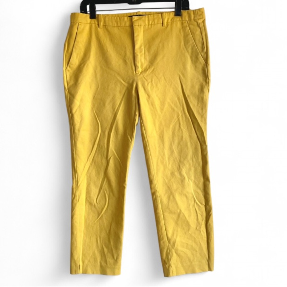 Zara Basic Yellow Cotton Chino Cropped Pants Size 12